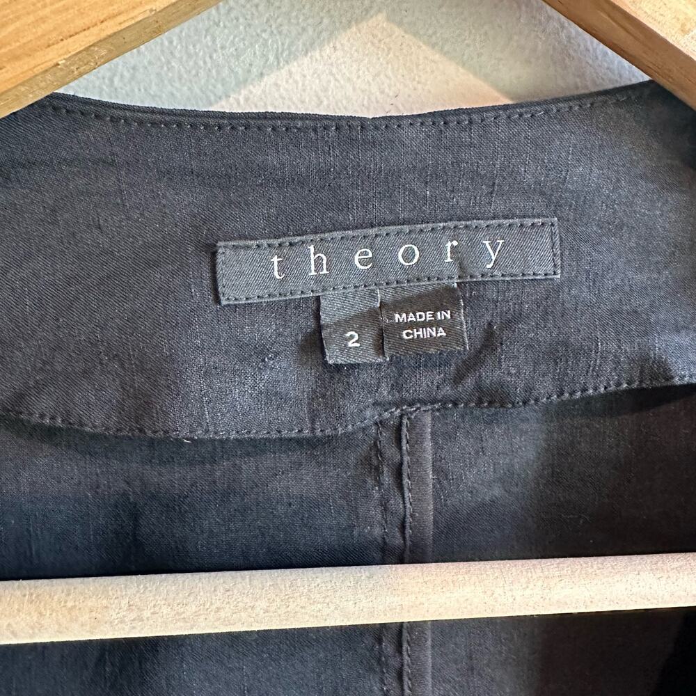 Theory Isita Crunch Open Front Linen Blend Blazer… - image 3